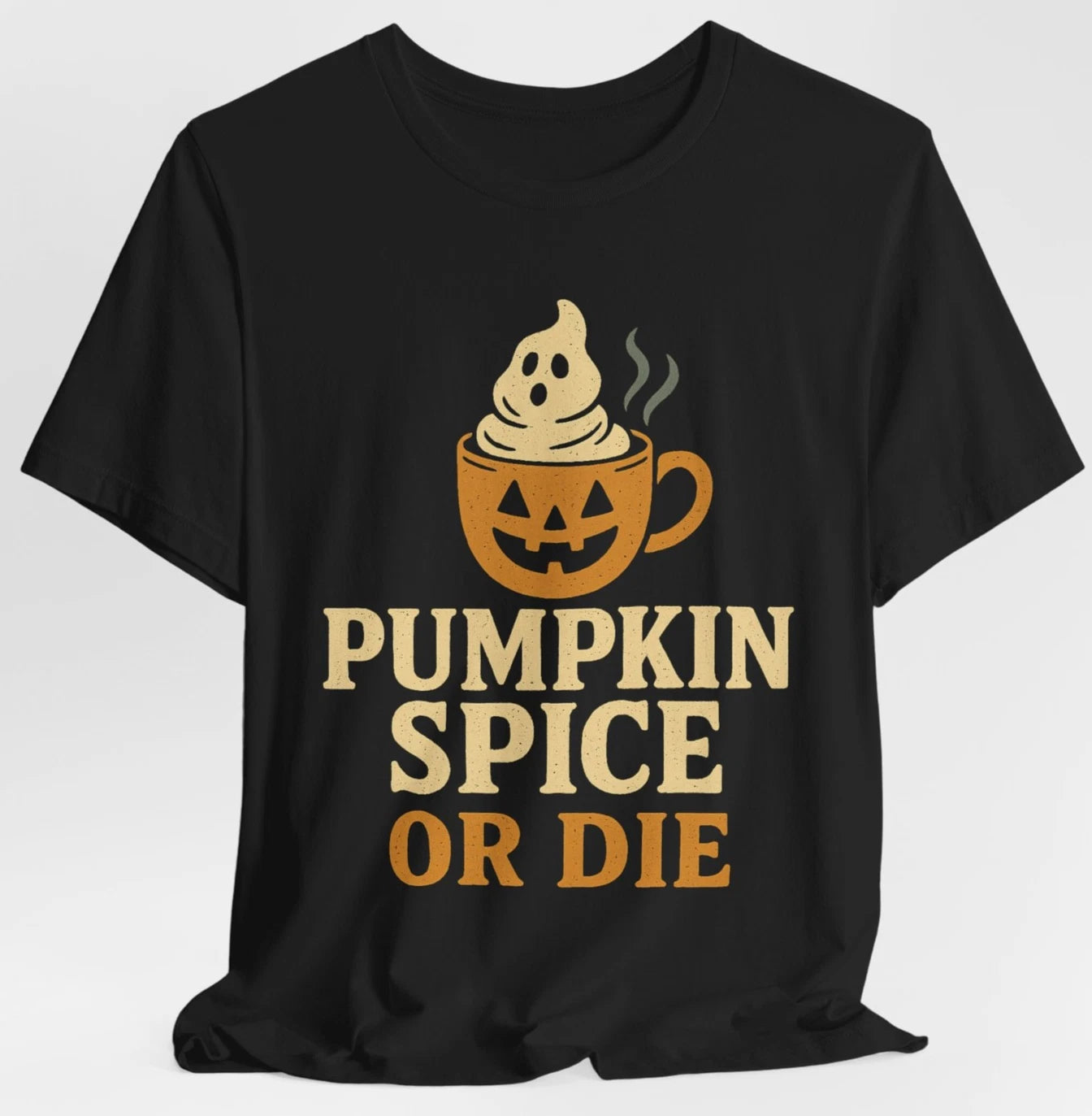 Pumpkin Spice or Die Halloween Coffee T-Shirt Funny Ghost Latte Tee