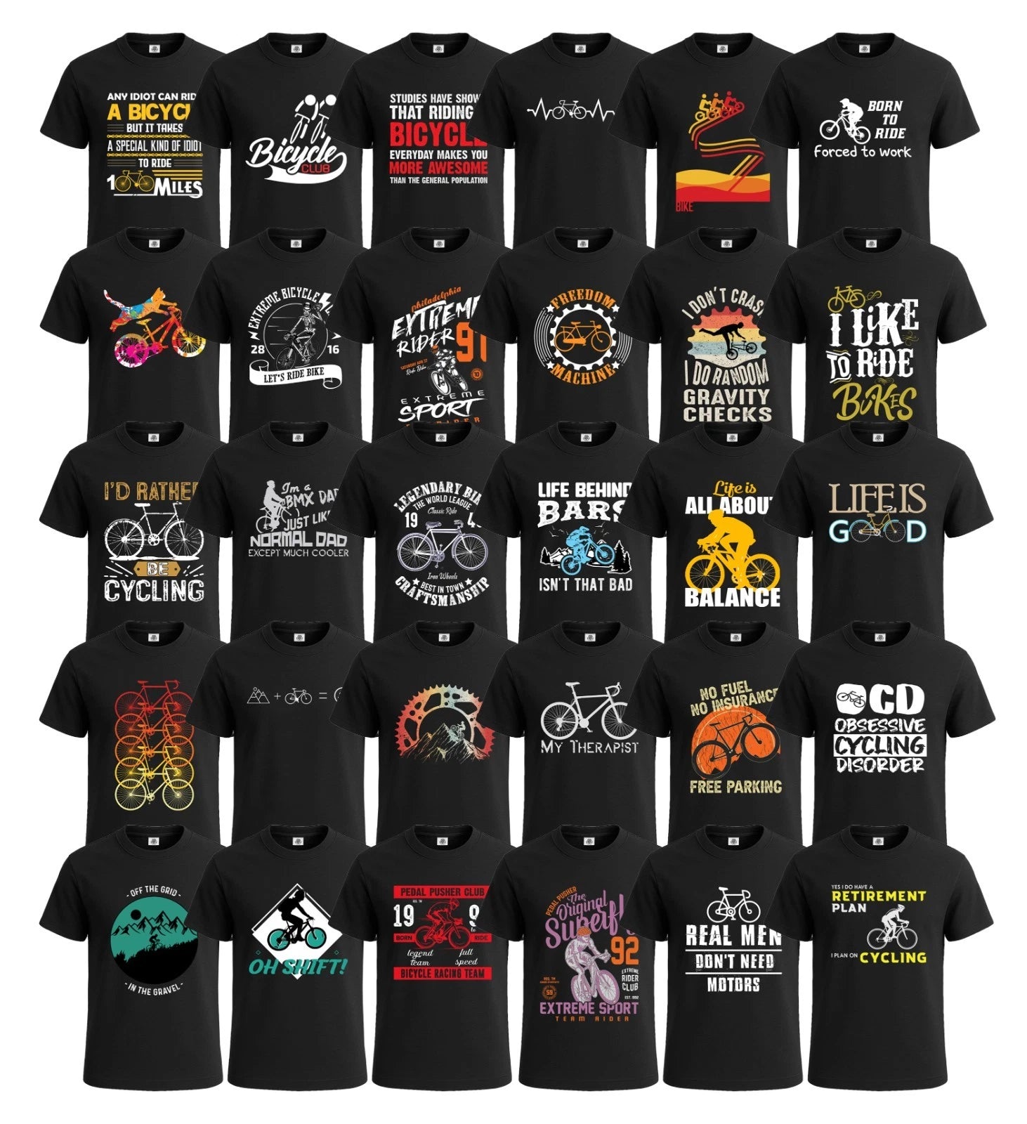Bycycle Ride 30 Graphic Designs T-Shirt Men's Funny Novelty Joke Gift Top Tee