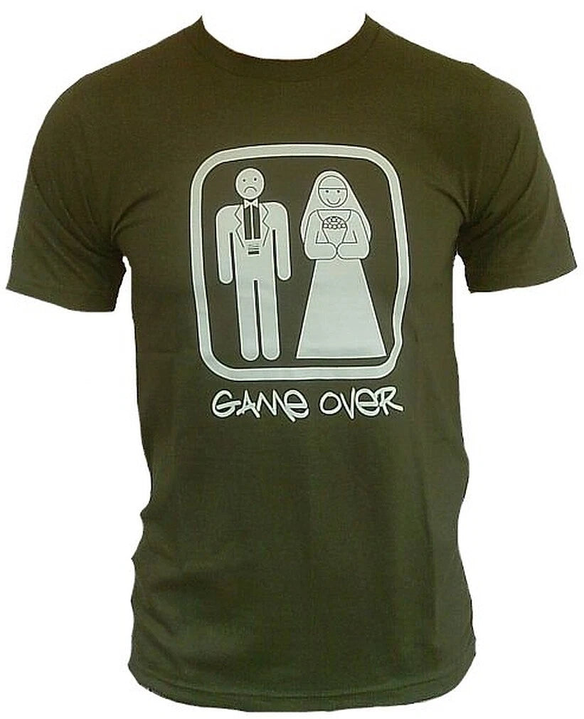 Unfledged Game Over Wedding Bachelor Party Sad and Happy Fun T-Shirt M