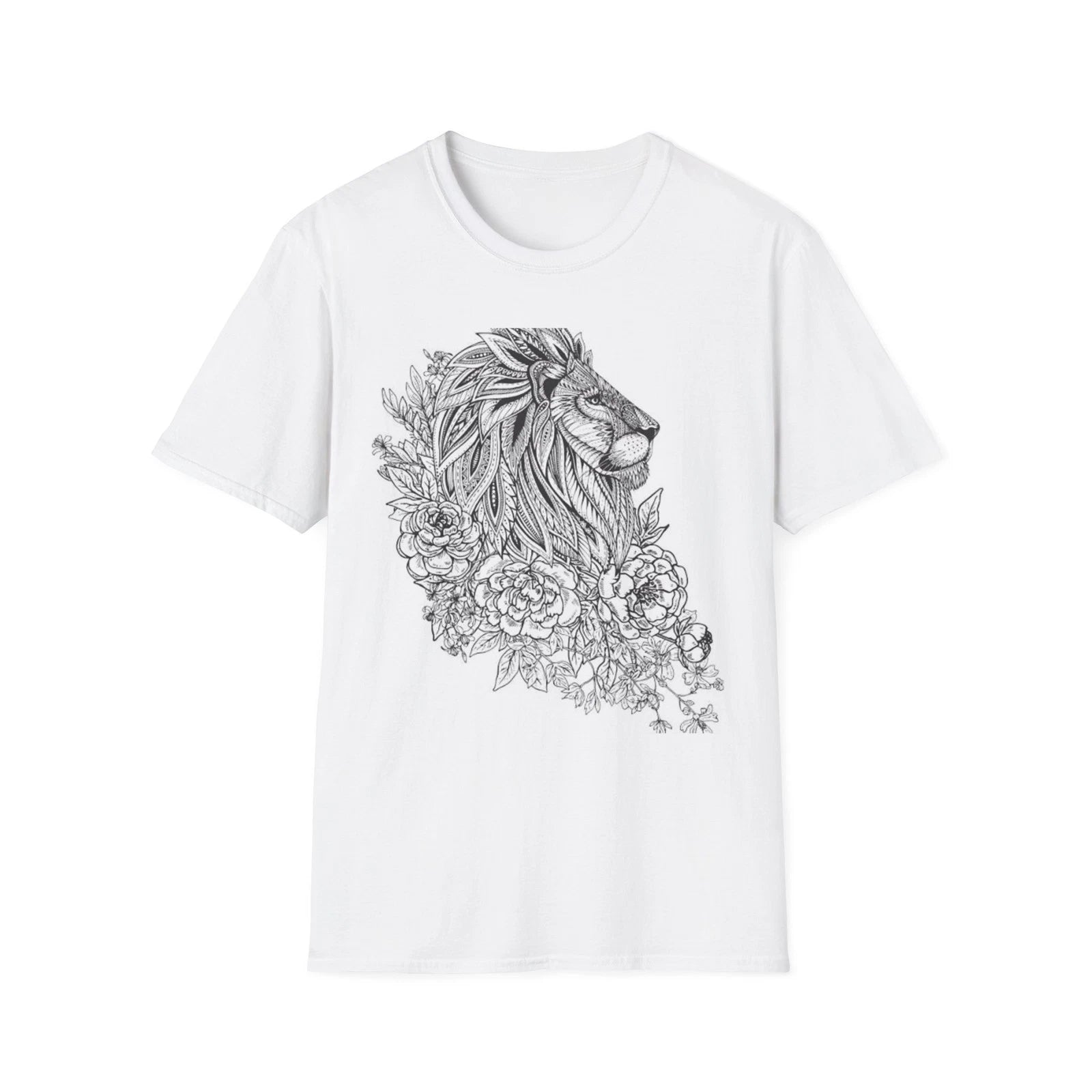 Color your own shirt Floral Lion Illustration T-Shirt | Botanical Lion Tee
