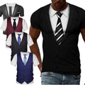 Men's 3D-Print Tuxedo T-Shirt Short Sleeve Lapel Fake Suit T-Shirt Vest  Shirts