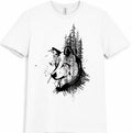 Wolf Forest  Wildlife Nature Pine Tree Animal Watercolor Graphic T-Shirt.