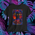 Retro Skulls & Flames Poster warrior fantasy Style T-Shirt | Horror Art Tee