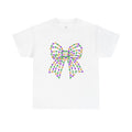 Mardi Gras Bow Tee, Unisex Celebration T-Shirt, Festive Cotton Shirt, Colorful
