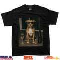 Vintage Pitbull Drinking Champagne Sunglasses Dog Lover T-Shirt