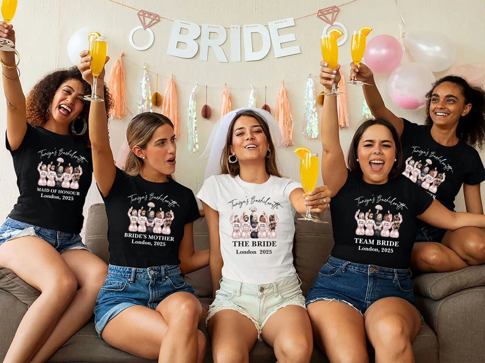 Personalised Hen Party Shirts,Team Bachelorette Party Shirt, Anime Hen (A)