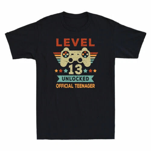 Level 13 Unlocked Teenager 13th Birthday Novelty Gamer Gift Vintage T-Shirt Tee