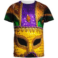Mardi Gras Large Mask All Over Adult T-Shirt