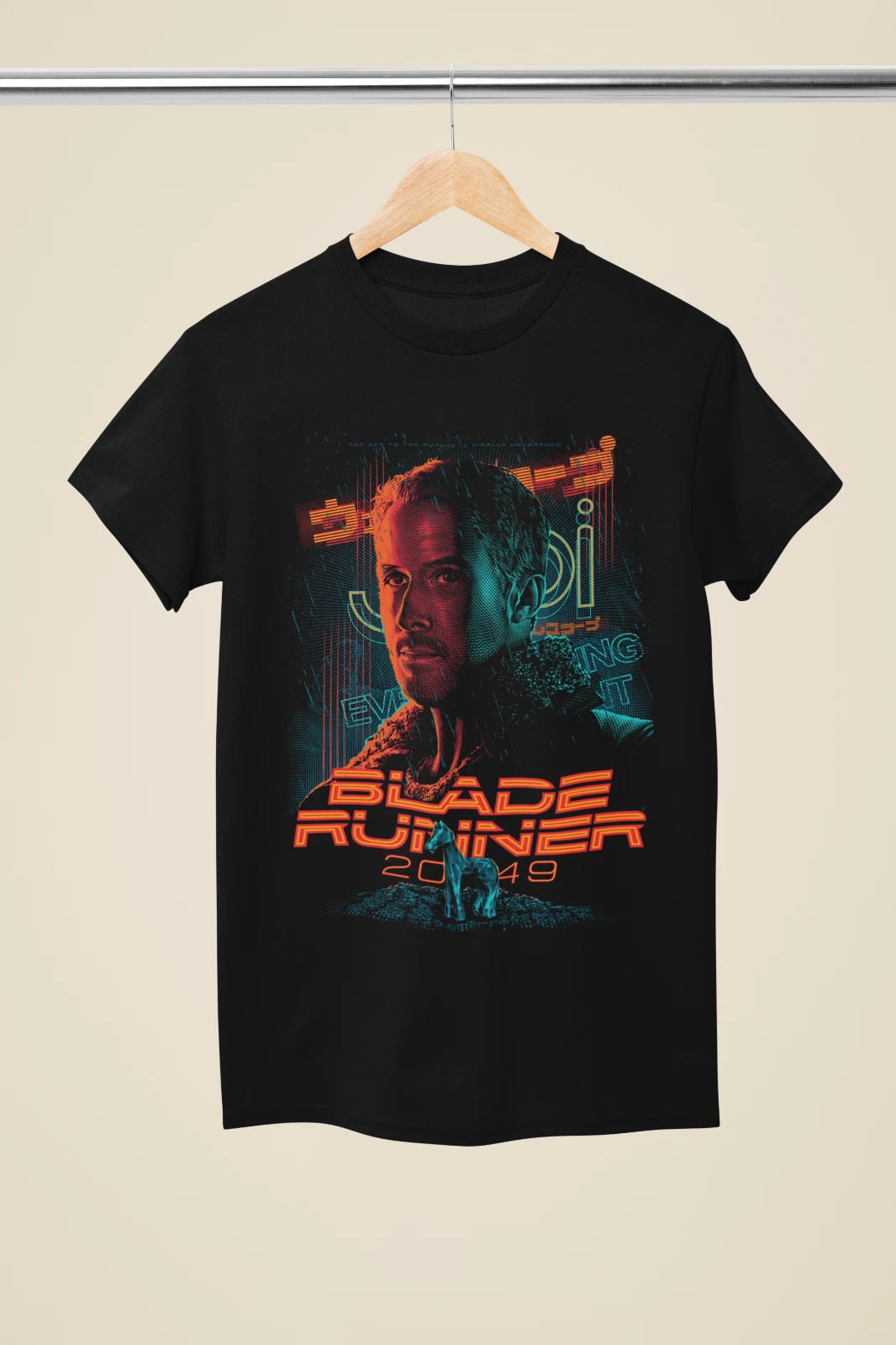 Blade Runner Cyberpunk Neon City Graphic Black T-Shirt - (MD11)
