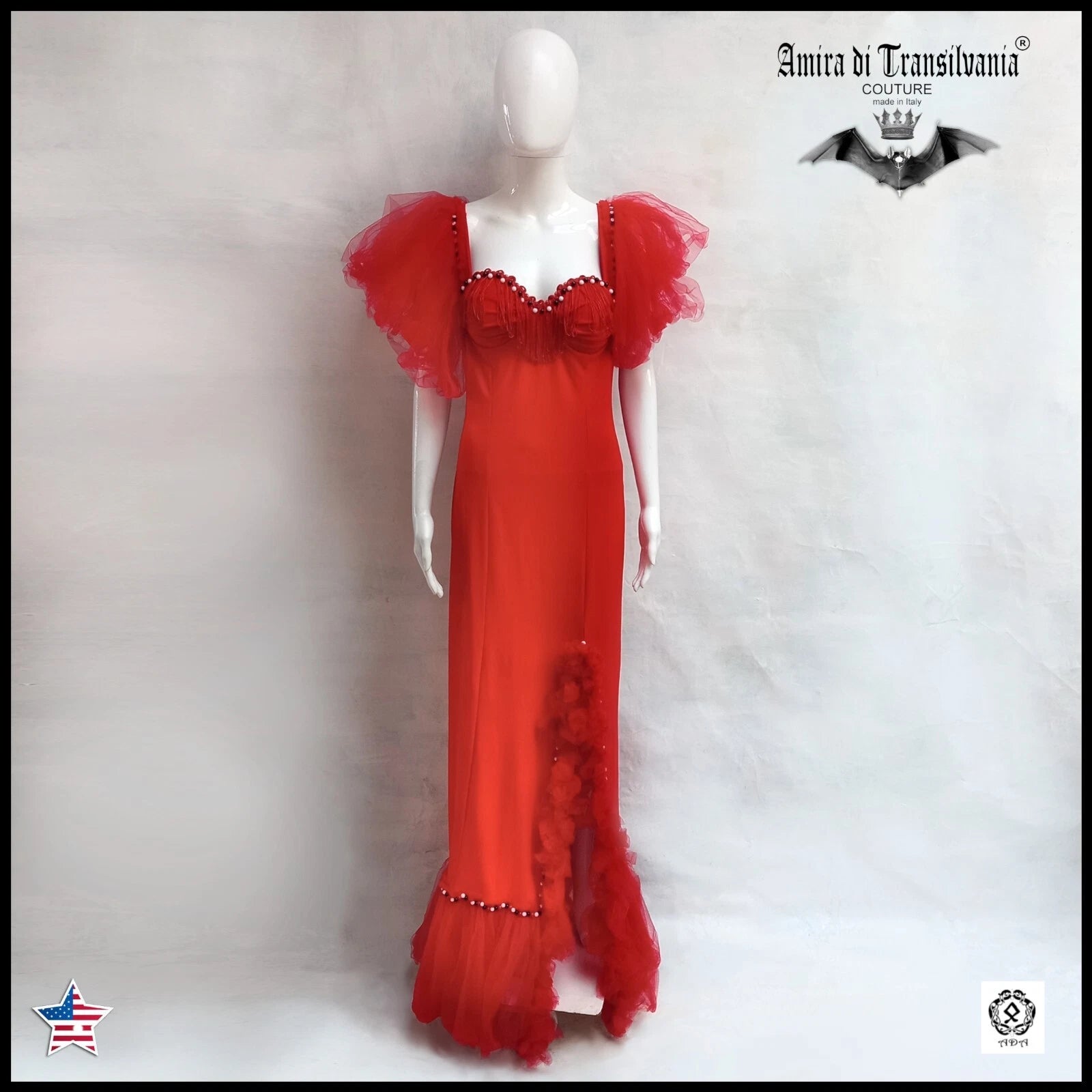women clothing dress long luxury brand embroidered red party elegant sexy tulle