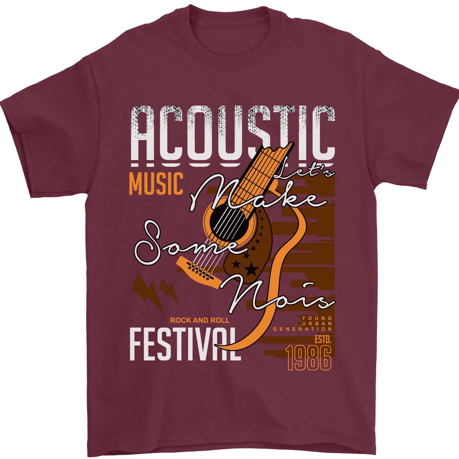 Acoustic Music Country & Western Guitar Mens T-Shirt 100% Cotton