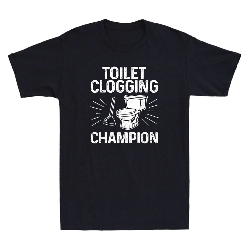 Toilet Clogging Champion Funny Toilet Clogging Graphic Joke Retro Men's T-Shirt