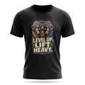 Level Up Lift Heavy Gamer Gym Black T-Shirt Fitness Gaming Humor Tee