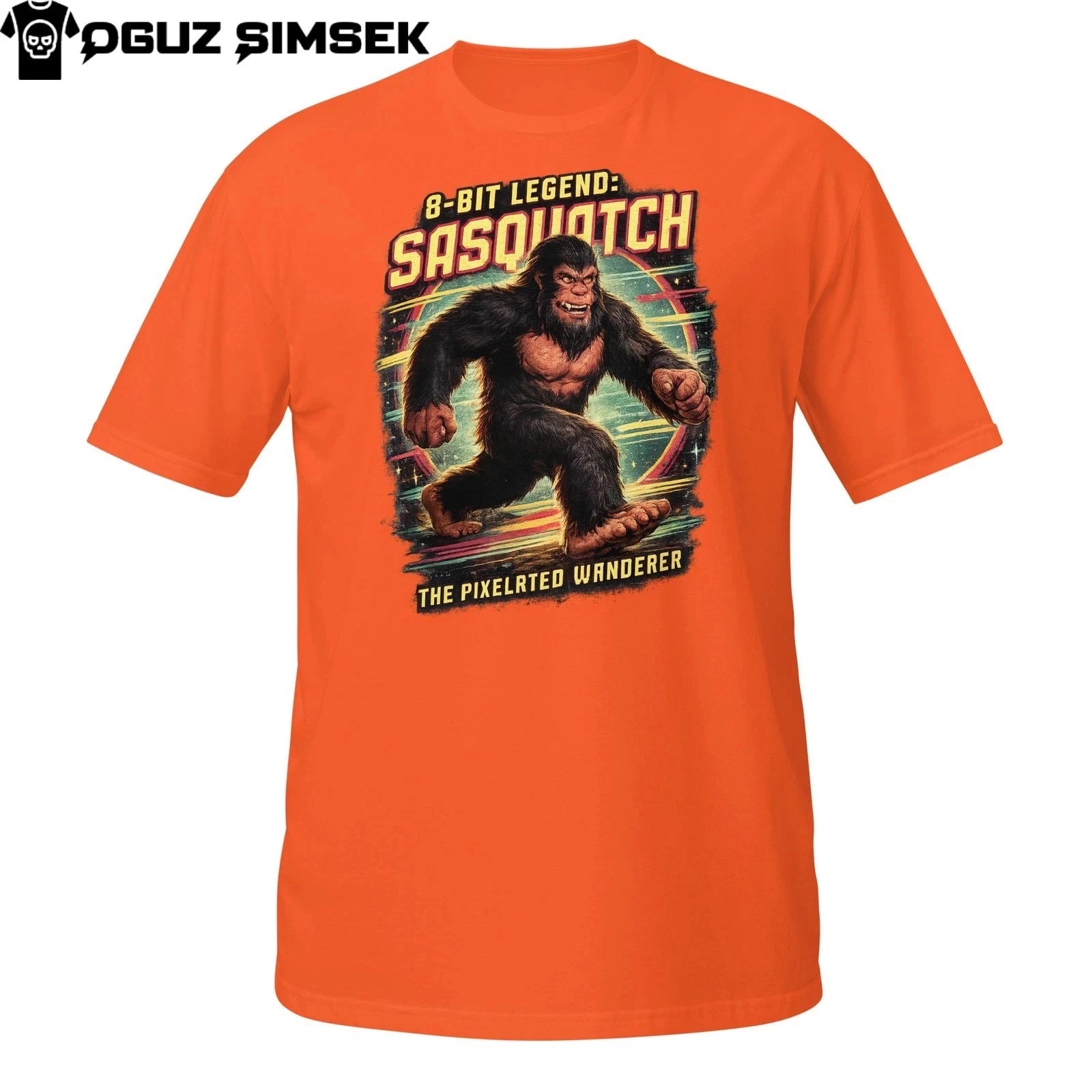 Retro Pixel Sasquatch Graphic Tee 8-Bit Bigfoot Arcade Style