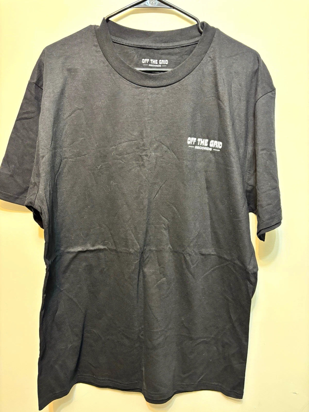 Off The Grid Records Men's Black Double-Sided Graphic Print Crew Neck Tee L