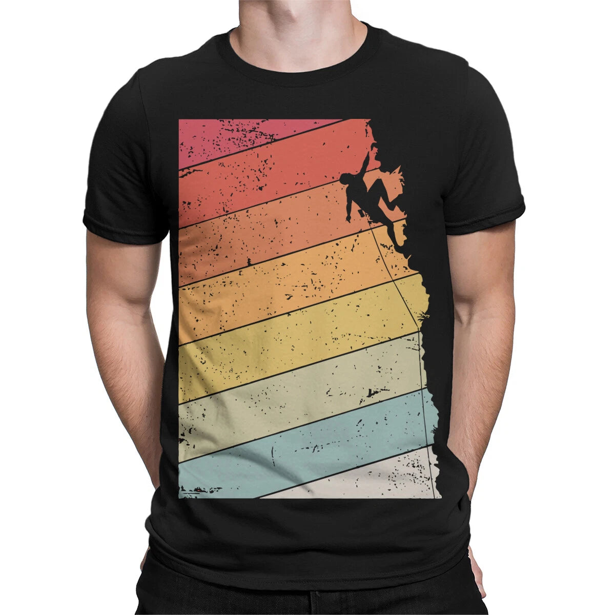 Rock Climbing Mens T Shirt Retro Style Bouldering Graphic Novelty Tee Top