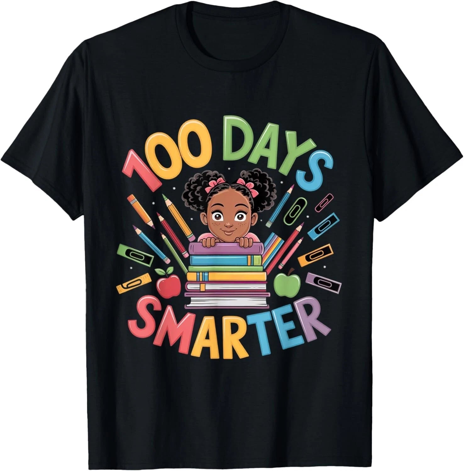 100 Days of School Shirt Afro Girl Kids 100th Day Teacher T-Shirt
