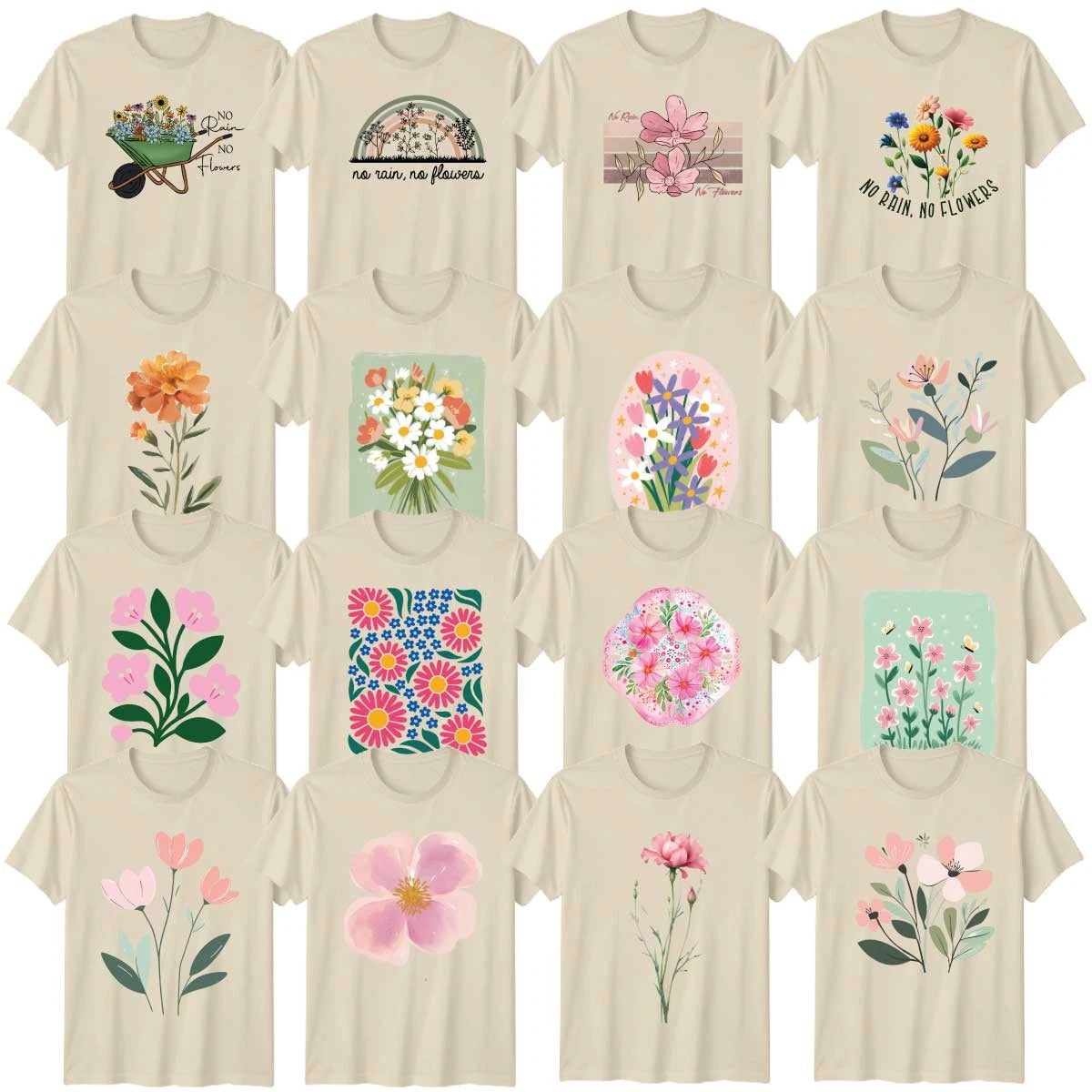 Wildflowers Gardening Adult T-Shirt Cottagecore Rain Flowers Nature Lover Gift
