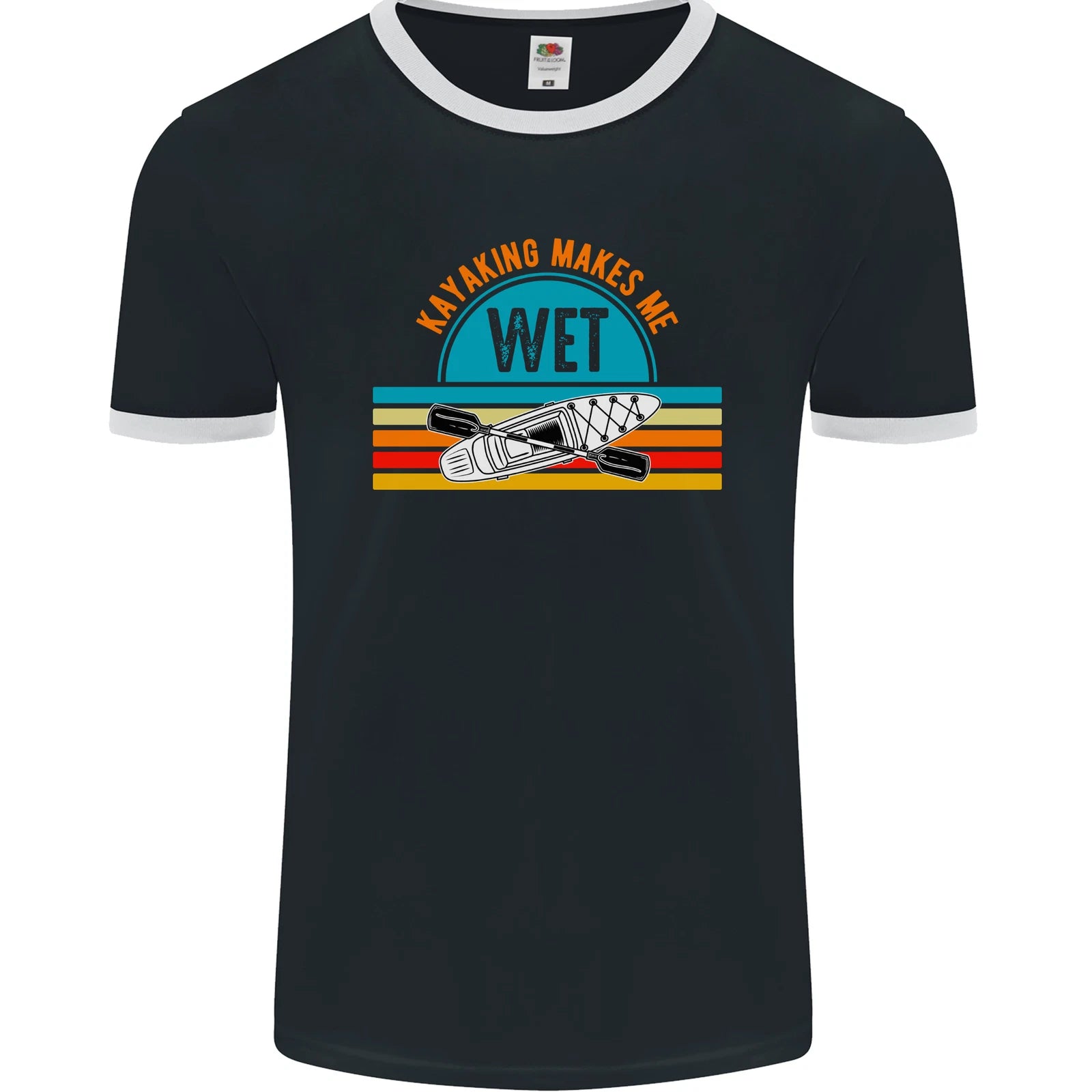 Kayaking Makes Me Wet Funny Kayak Canoe Mens Ringer T-Shirt FotL