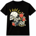 Rock And Roll Skull Guitar Roses Punk Music Vintage Band Graphic T-Shirt.