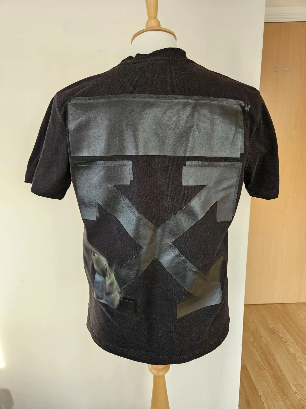 Off-White Black Compass Arrow Logo Graphic Back Print Short Sleeve T-Shirt S Tee