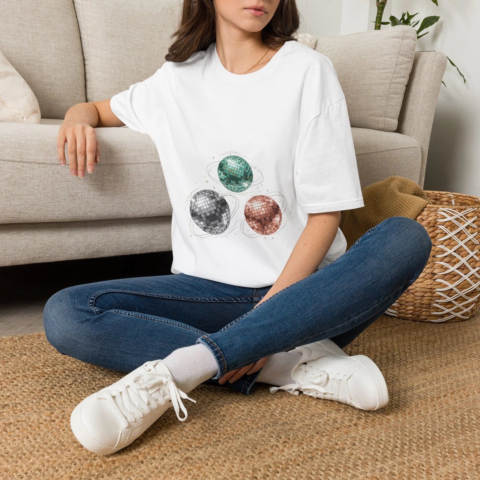 Disco Ball Trio T-Shirt | Retro Sparkle Planet Design