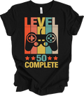 Level Complete Gamer 50th Birthday T-Shirt Level 50 Complete Video Game Retro Te