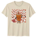 Groovy Pumpkin Spice Latte Womens T-Shirt Retro Halloween Gift For Her