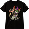 Masked Mischief Cat Mardi Gras Carnival Mask Kitten Feathers Fun Graphic T-Shirt