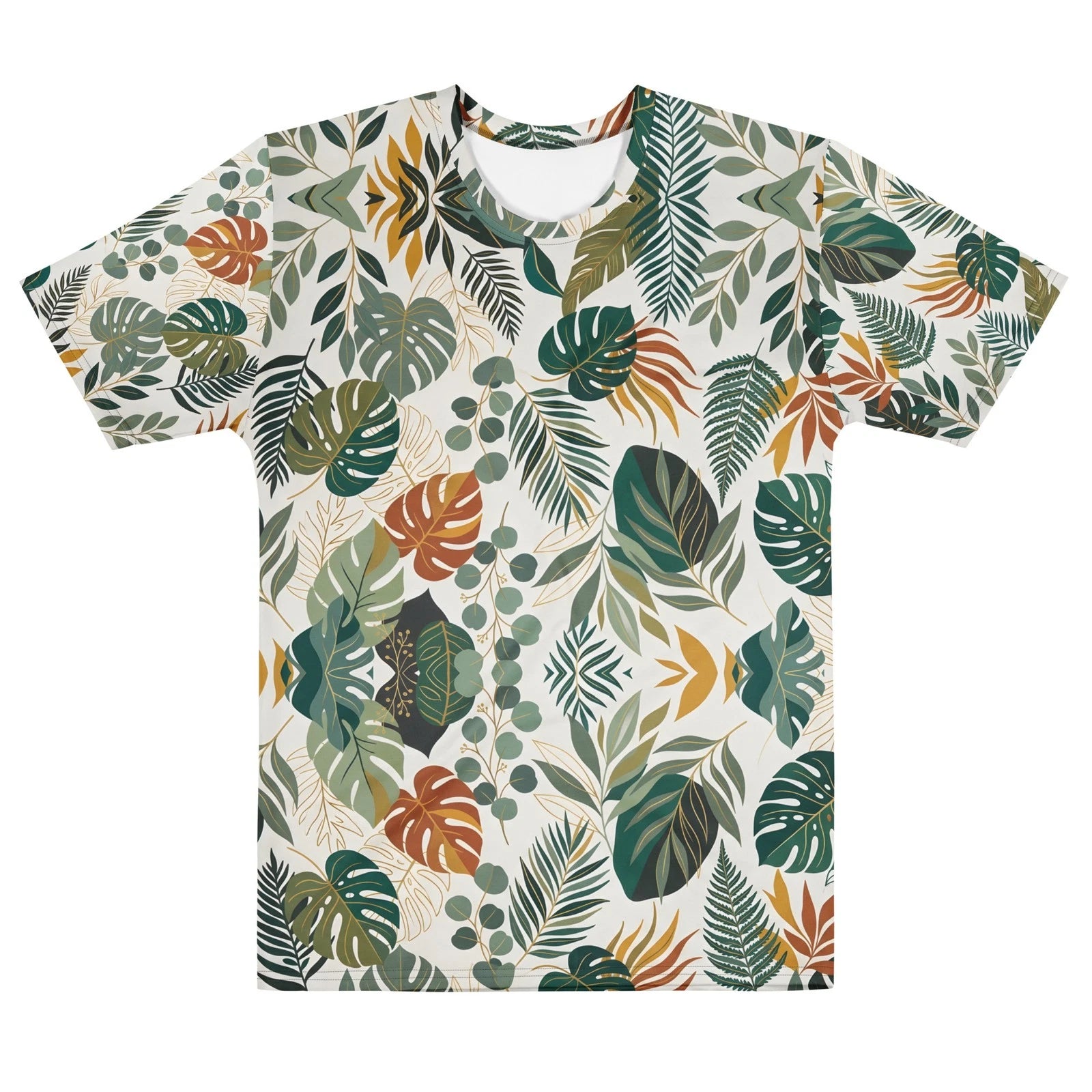 Tropical Leaves Pattern T-shirt | Botanical Palm Monstera Print