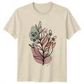 Abstract Line Art Botanical Minimalist Floral Womens T-Shirt Boho Nature