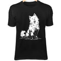Husky Dog Line Art - Cute Minimalist Cartoon with Fluffy Tail & Bright Eyes