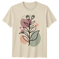 Minimalist Aesthetic Botanical Line Art Womens T-Shirt Abstract Boho Floral