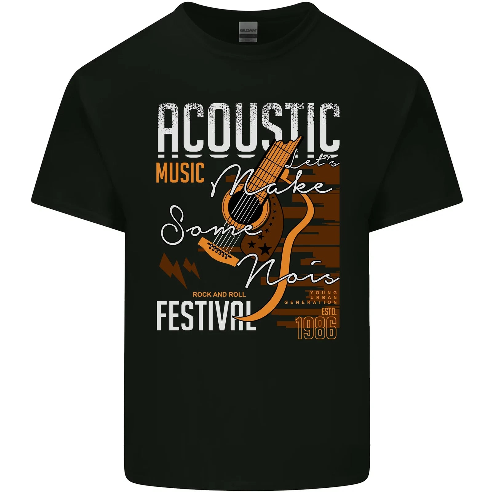 Acoustic Music Country & Western Guitar Mens Cotton T-Shirt Tee Top