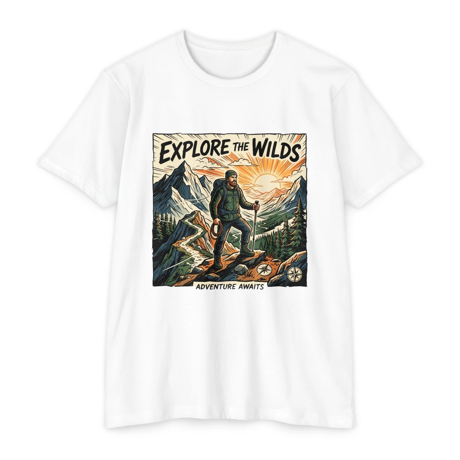 Explore the Wilds hiking graphic T-Shirt | Adventure awaits mountain design