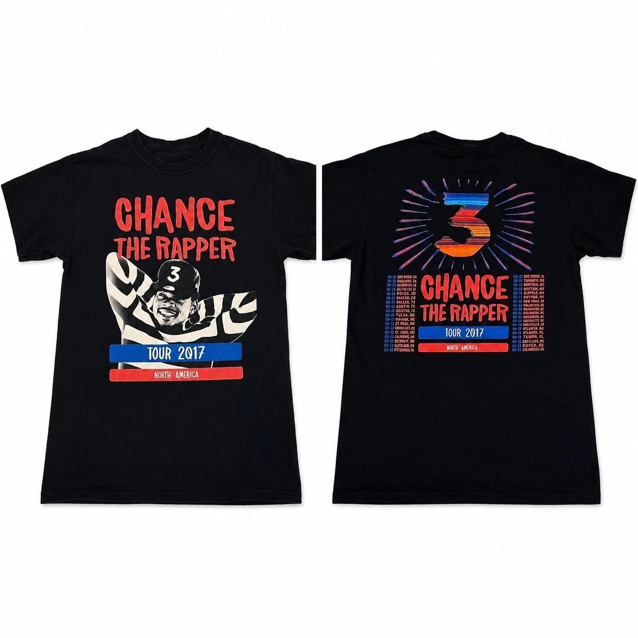 CHANCE THE RAPPER 2017 North America Tour Shirt sz S Hip Hop Black s/s T-Shirt
