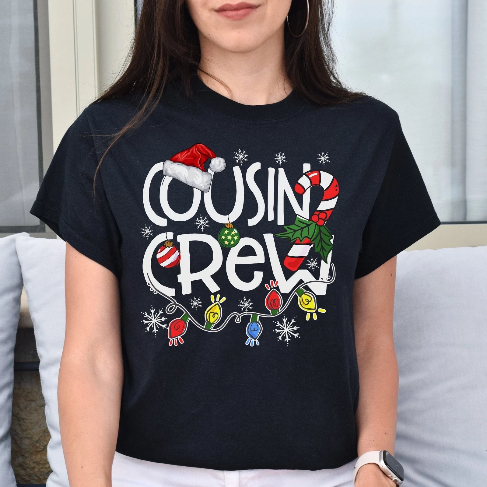 Cool Cousin Crew Christmas Unisex Shirt Cousin squad tee Black Dark Heather