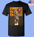 Edgy Female Portrait T-Shirt - Floral, Butterfly & Grunge Text
