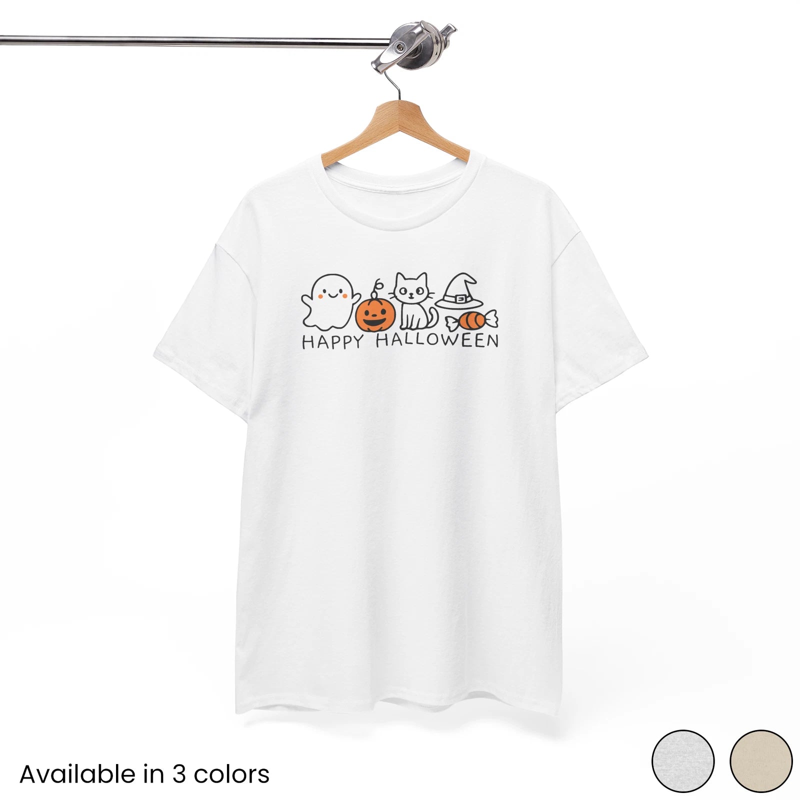 Cute Ghosts and Cats Happy Halloween T-Shirt | Pumpkin Costume Tee