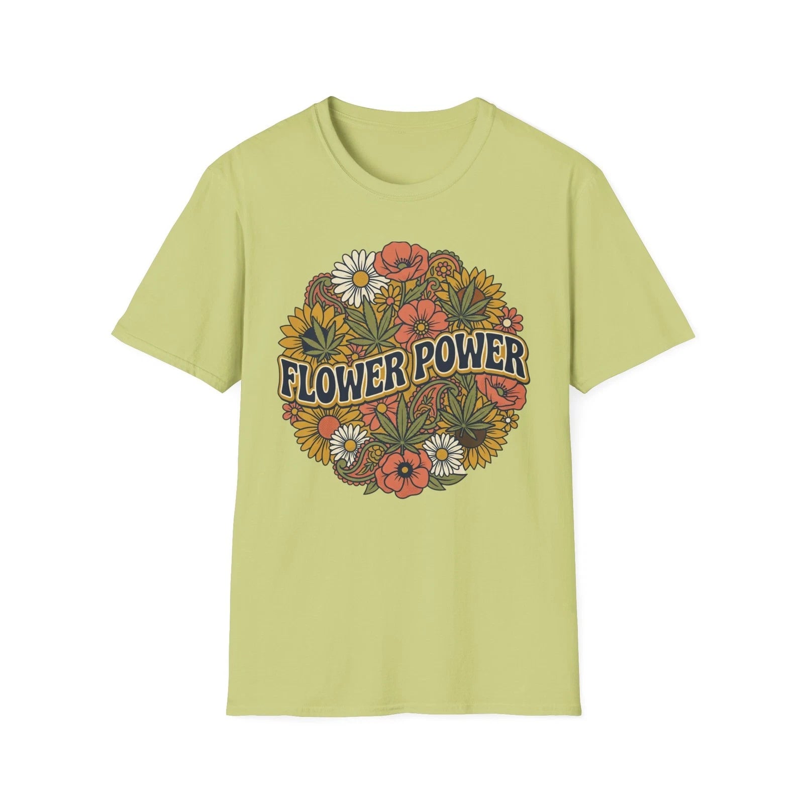 Flower Power graphic T-Shirt | retro floral wreath design