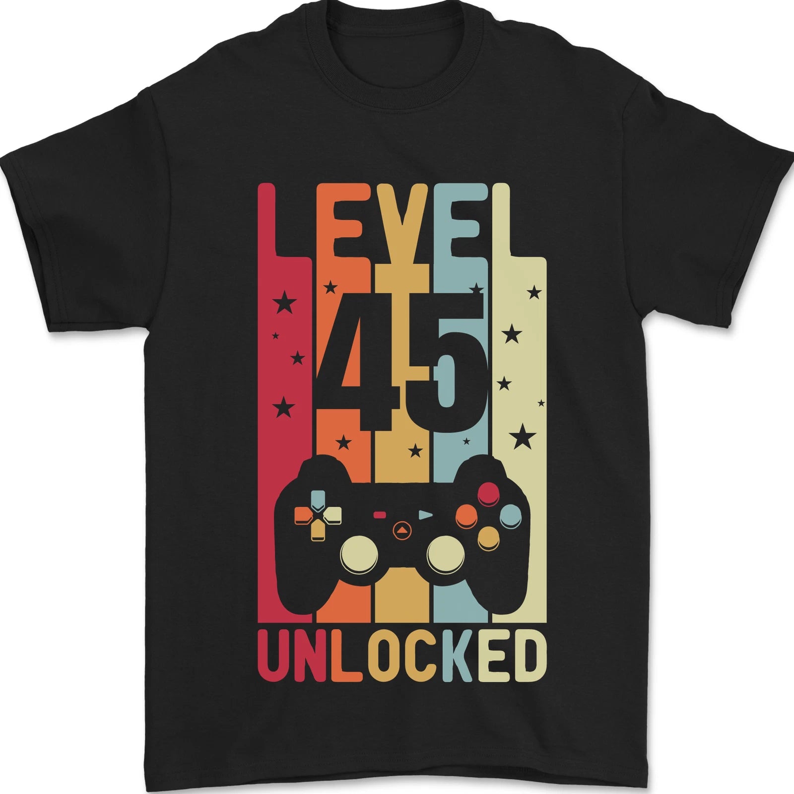45th Birthday 45 Year Old Level Up Gaming Mens T-Shirt 100% Cotton