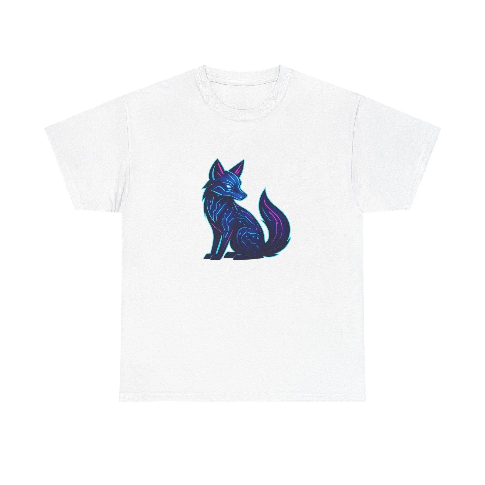 Unisex Adult T Shirt Cyberpunk Fox Neon Tech Art