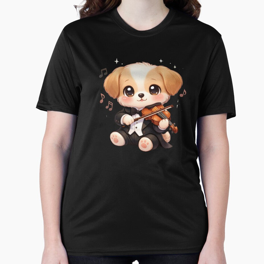 Elegant Kawaii Puppy Violonist - Cute Pastel Dog Playing Music. by Lylysun