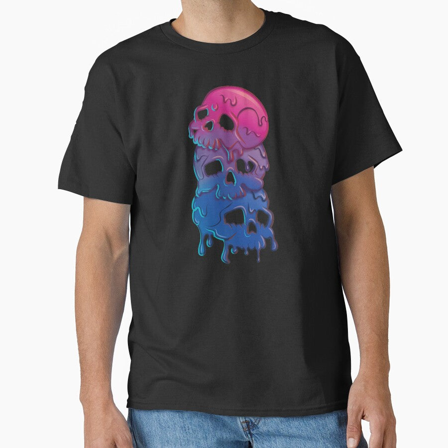 Bi Pride Flag Goth Skull Tower Bisexual by Irene Koh