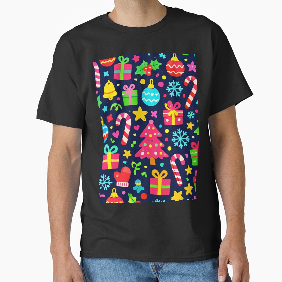 Neon Christmas Doodles Icons Trees Gifts by SassyArtistry