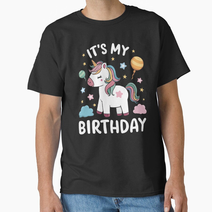It's My Birthday Unicorn – Cute Rainbow Unicorn Birthday Girl Party Tee by ILYASSE1