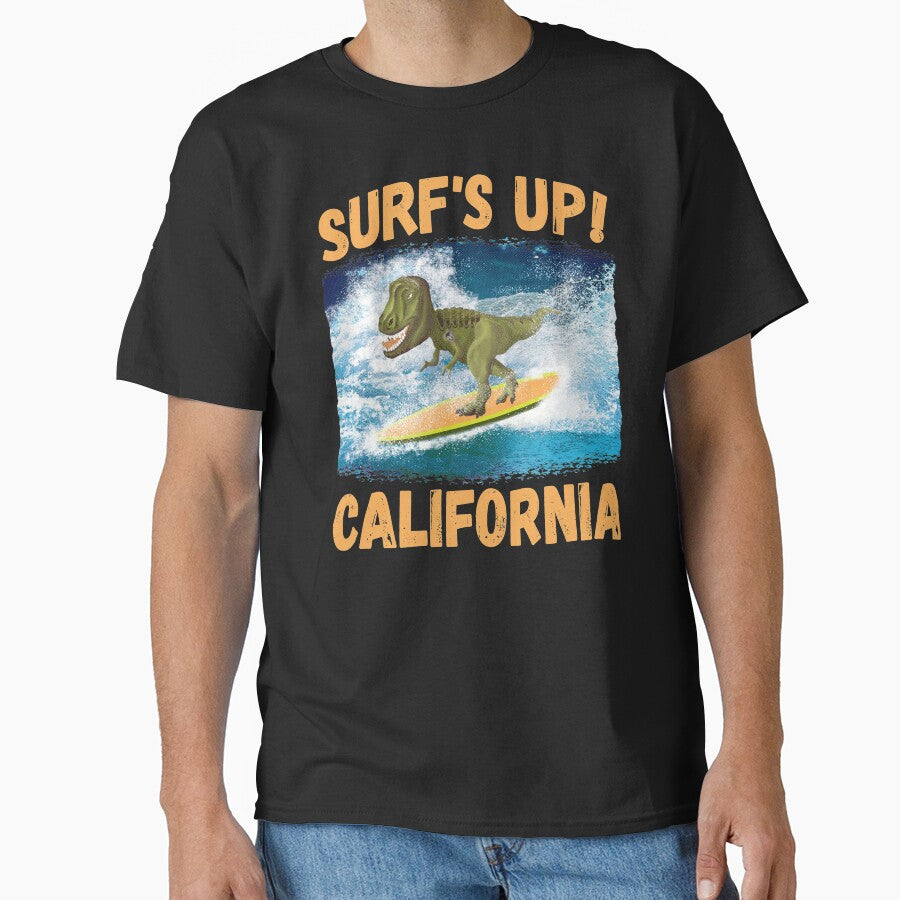 T Rex Surf's Up! California Surfing Lovers by fairviewdesign