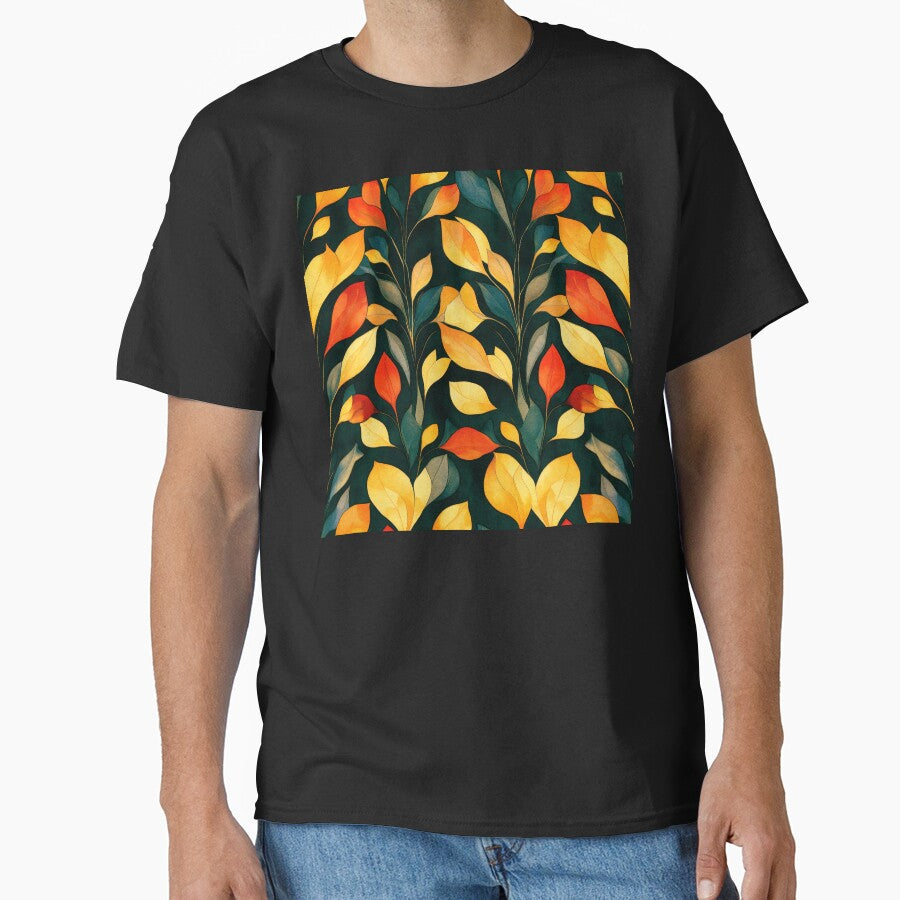 Boho Exquisite Yellow, Orange, And Teal Leaves Design by DEC02