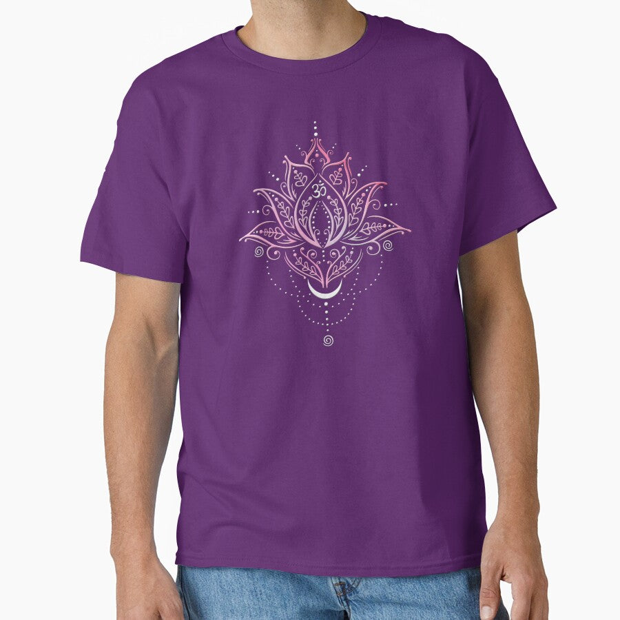 Lotus with Moon and Om Symbol. Yoga. by Christine Krahl