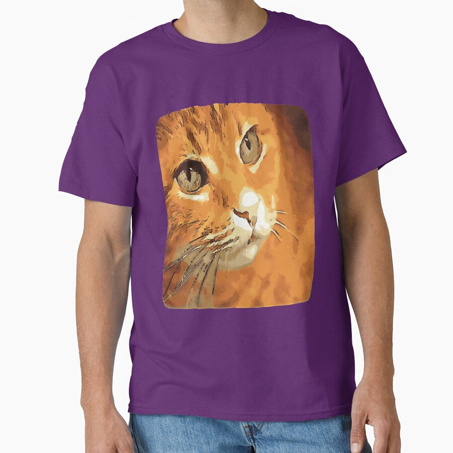 Orange Tabby Cat Face Black Outline Art by taiche
